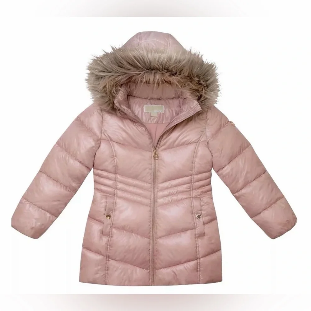 Michael Kors Pink Puffer Jacket With Fur Hood Size 16 Big Kids fits size S in W